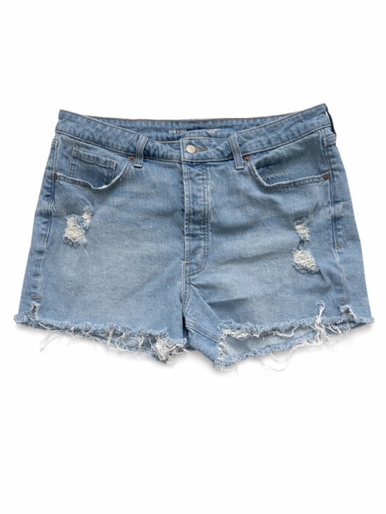 Old Navy Pants - Old Navy OG Straight Distressed Denim Shorts Size 16 Light Wash Frayed Hem